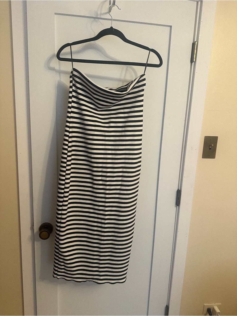 Zara Black and White Stripe Midi Dress